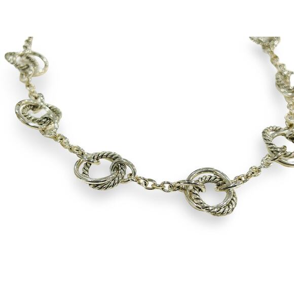 Ralph Lauren Fashion Necklace Oval Links & Rings Metallic Silver Collar Size 17” - Picture 2 of 4